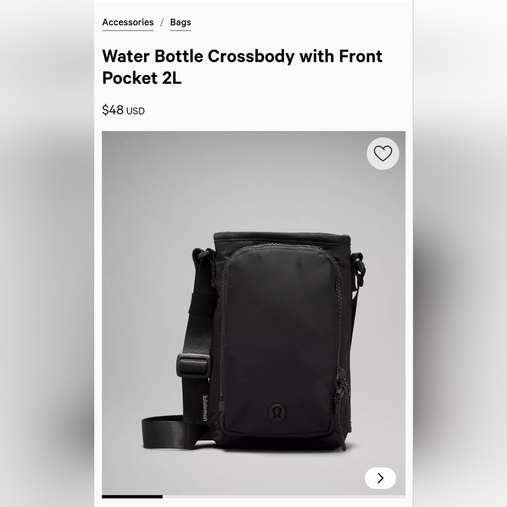 Lululemon Water Bottle Sling Crossbody with Front Pocket 2L